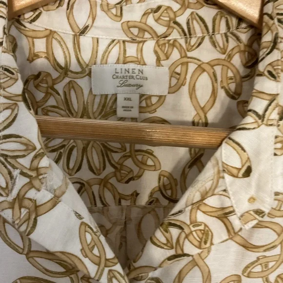 Charter Club Luxury Linen / cotton Shirt with Gold Pattern size XXL - Picture 3 of 10